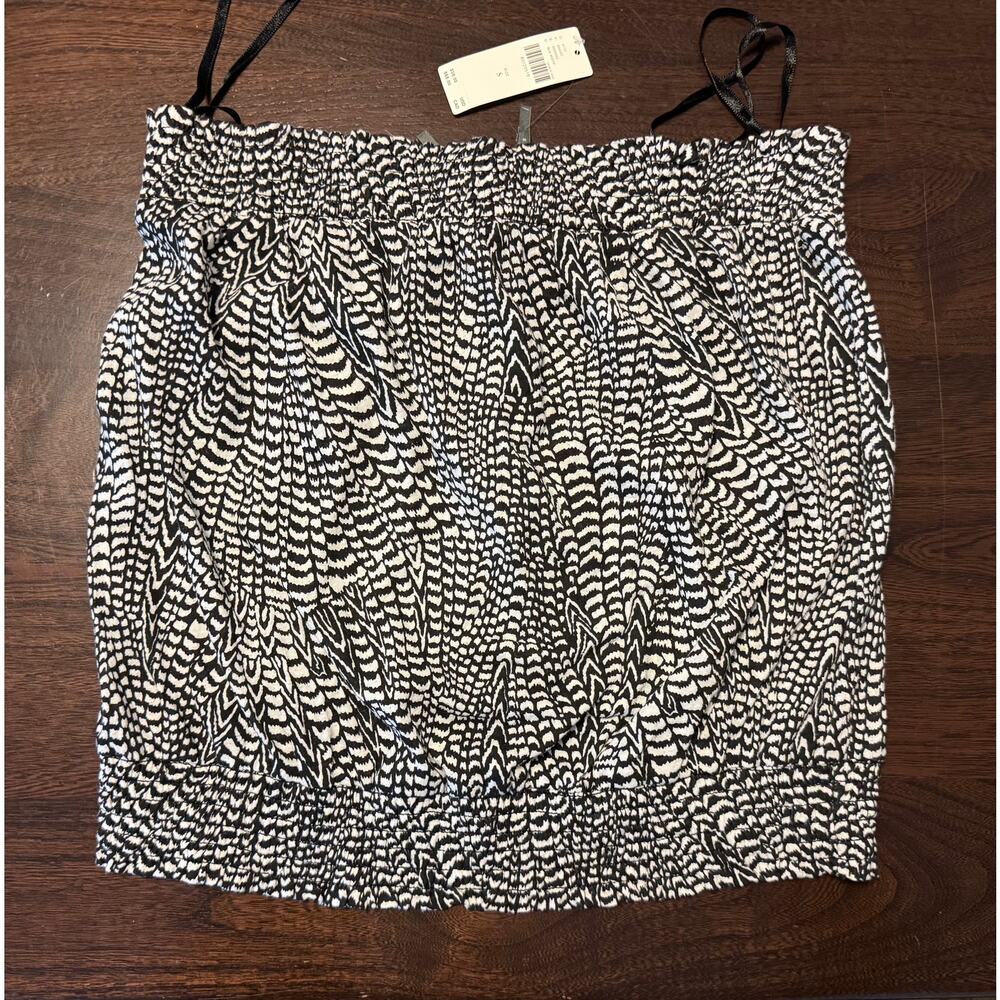Anthropologie Cotton Linen Blend Strapless Tube Top Smocked Retro Resortwear New